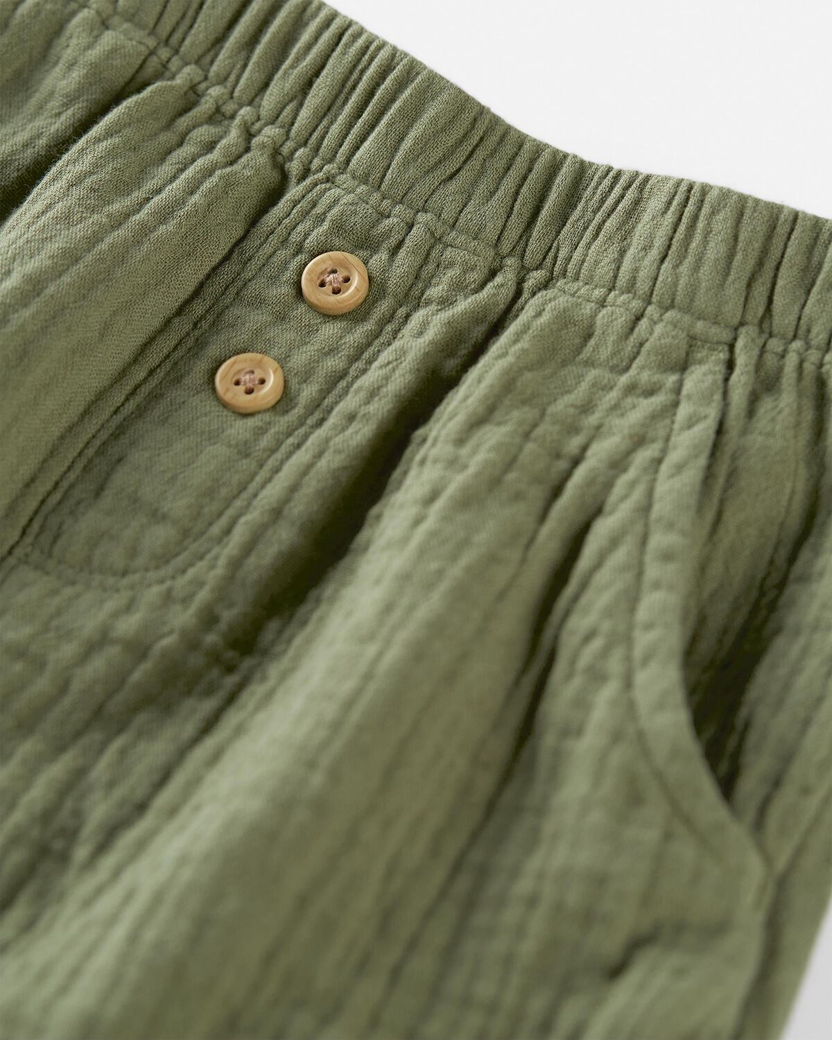 Pantalones cortos de gasa de algodón orgánico para niños pequeños