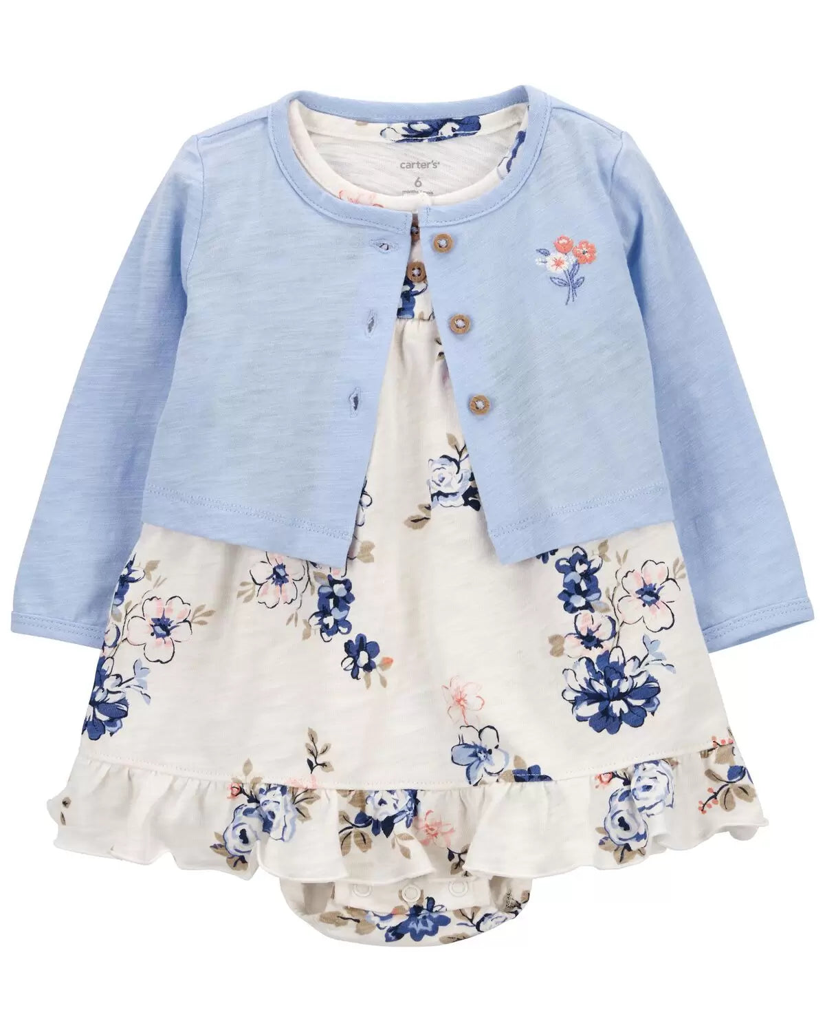 Conjunto de vestido  y cárdigan de 2 piezas para bebé