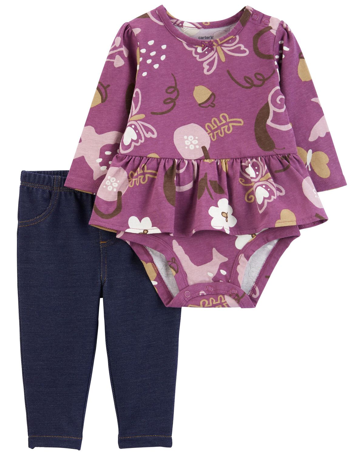 Conjunto de body y pantalón Peplum de 2 piezas para bebe