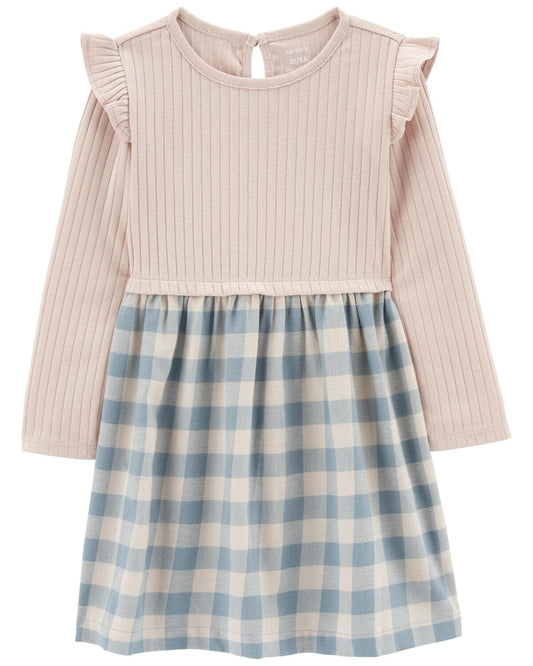 Vestido de franela a cuadros para niños pequeños