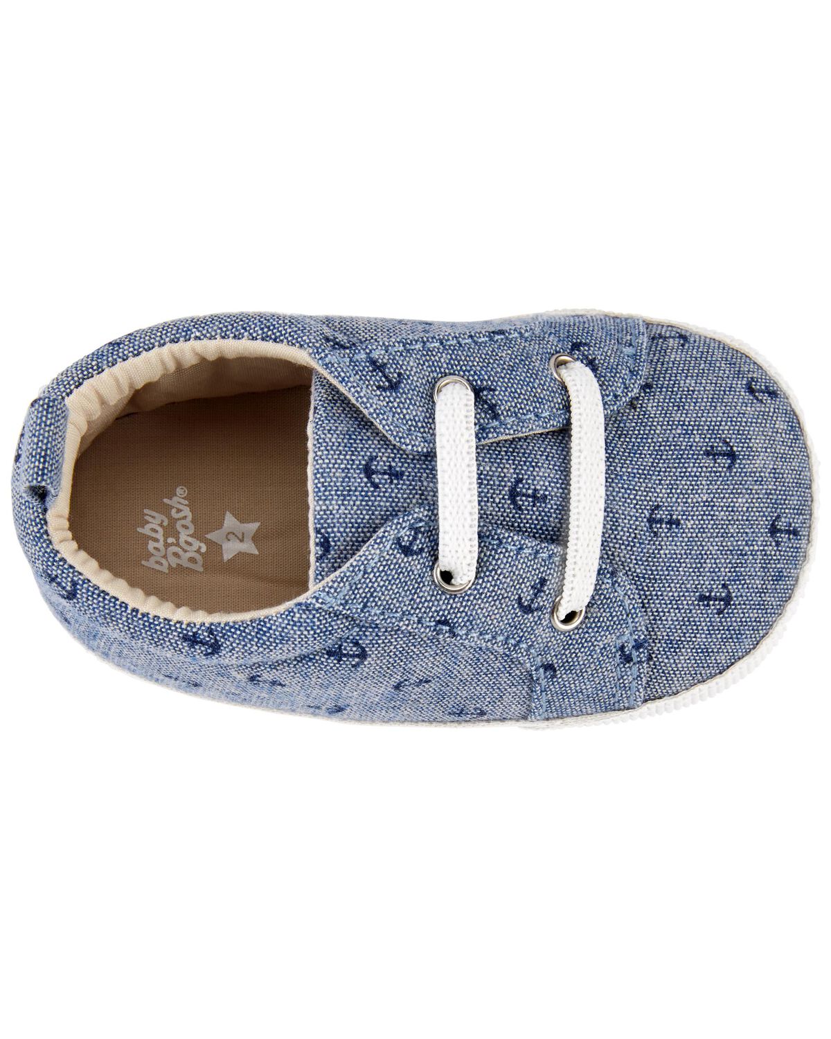Zapatillas suaves sin cordones con estampado de ancla para bebé