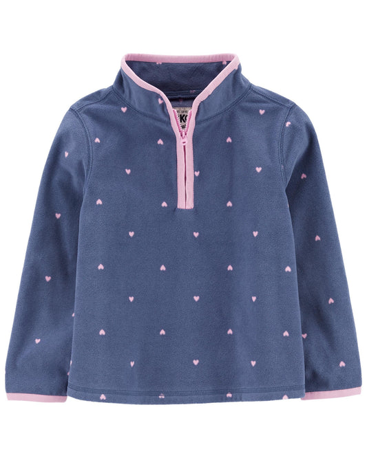jersey de micropolar con estampado de corazón para niñas pequeños
