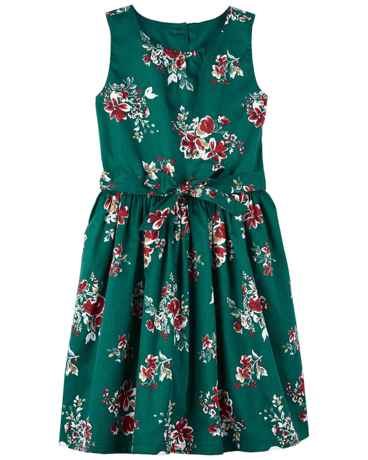 Vestido de satén floral para niñas