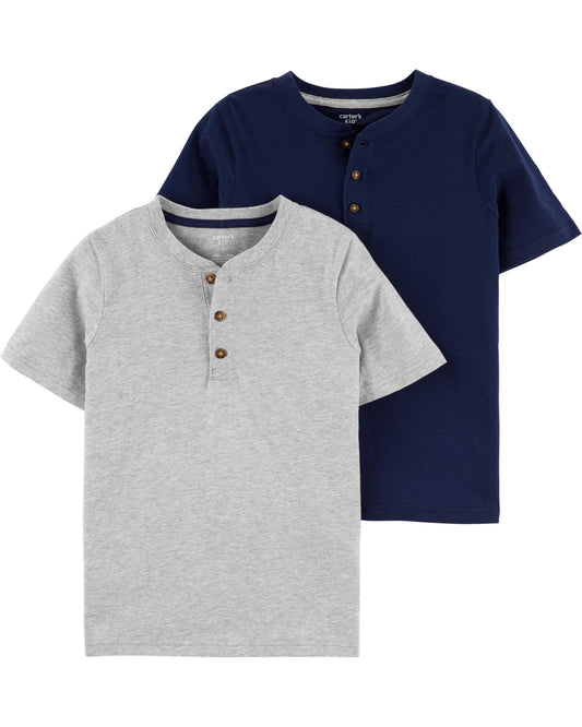 Paquete de 2 camisetas Henley para niños